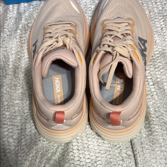 Hoka Bondi 8 - size 9.5 WIDE - Women's Beige and Neon Green Athletic Shoes - Picture 7 of 8